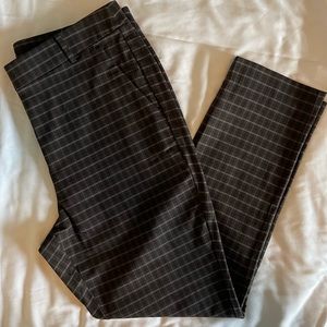 NWT NEVER WORN! Loft High Waist Curvy Skinny Dress Slacks, brown plaid, size 12.